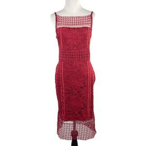 Cato Red Lace Midi Dress Size 8